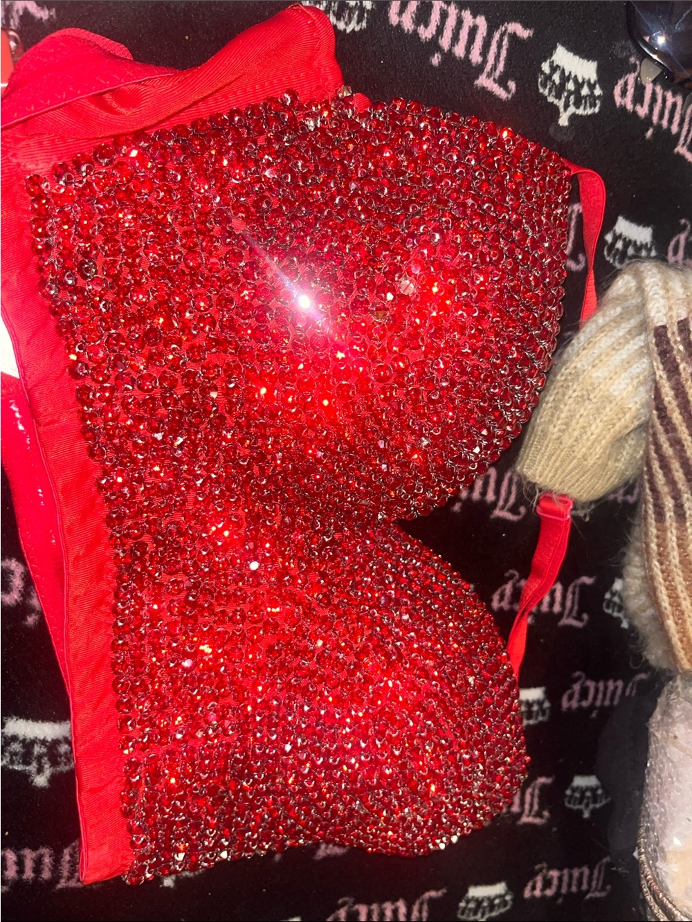 Amazon Red Crystal-Embellished Bustier Camisole